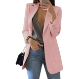 Mujer Oficina Blazer Blazer Sólido Solapa Manga Larga