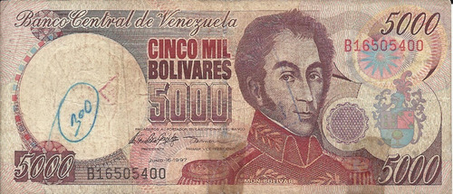 Venezuela 5000 Bolivares 6 Agosto 1998