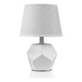 Velador Led Ceramica Mesa De Luz Living Diseño Moderno E27 Estructura Blanco Pantalla Blanco