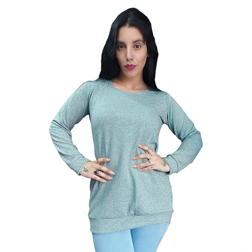 Sweater Remeron De Mujer Tipo Buzo De Lanilla Con Puño Mc