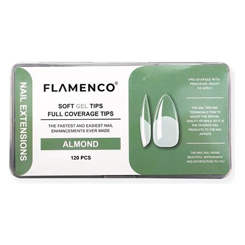 120 Tips Soft Gel Pre-limadas Almond Flamenco