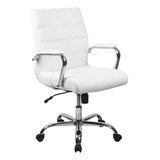 Flash Furniture - Silla Giratoria Ejecutiva Whitney Para Of. Color Blanco Leathersoft/marco Cromado