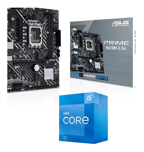 Kit Upgrade Intel 12ª Geração I5 12400 + Asus H610m-e D4 