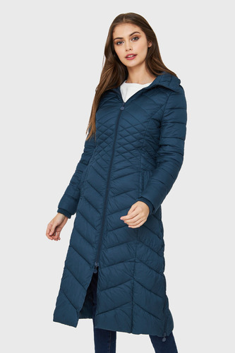 Parka Larga Acolchada Azul Petróleo Nicopoly