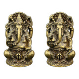 2 Esculturas De Estatuas Budistas De Lord Ganesha Con Forma