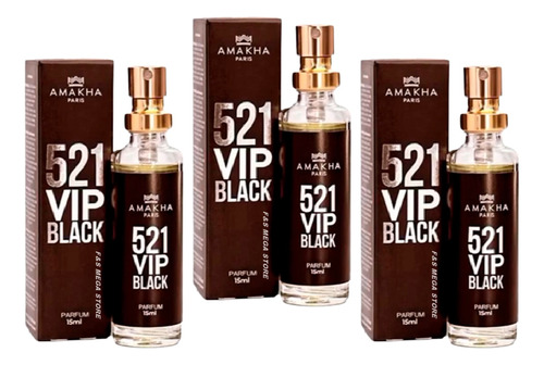 Kit 3 Perfume Masculino 521 Vip Black Amakha Paris 15ml