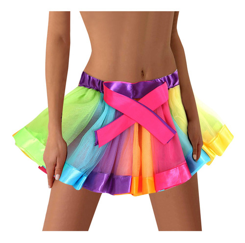 Falda Mujer Rainbow Elastic 3 Capas Short Adulto Tutu Dan