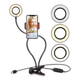 Aro Luz Led Flexible P/celular Tiktok Streaming Videos Usb Color Negro