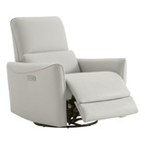 Silla Reclinable Giratoria Eléctrica; Cuero Pu; Color Crema