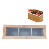 Caja Para Té De Bambú Con 3 Compartimentos Organizador