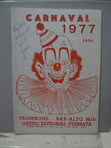 Partitura Trombone Sax Alto  Carnaval De 1977  41 Musicas