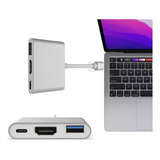 Hub 3 Em 1 Type-c Hdmi 4k Compatível Com Macbook Pro Android