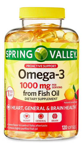 Ômega3 Spring Valley 1000mg Limão 120softgel Import Eua