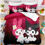 Juego De Ropa De Cama My Melody Y Kuromi Funda De Edredón