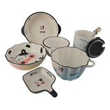 Kit Ceramica Coleção Milk Vaquinha 6 Pçs Decorar Cozinha