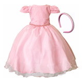 Vestido De Festa Infantil Rosa Luxo Menina Criança 4 Ao 14