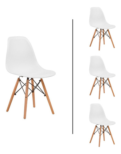 Juego De 4 Sillas Eames Modernas Para Comedor Bárbara Home