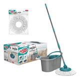 Kit 1 Mop Fit Giratório Spin Flash Limp + 1 Refil Microfibra