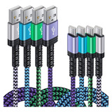Cable Usb A Usb C, 6 Pies/4 Cables/carga Rapida