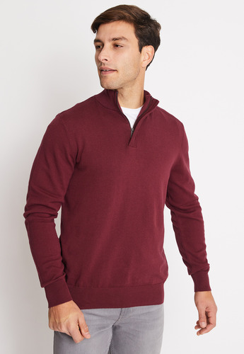 Sweater Hombre Con Cierre Burdeo