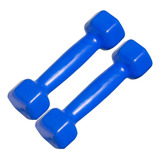 2 Halteres Dumbbell Sextavado Emborrachado 1kg Peso Academia Cor Azul