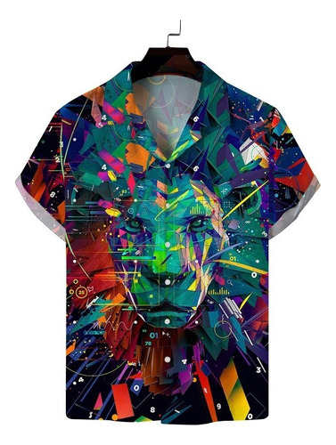 Camisa Casual Con Estampado Abstracto León Con Estampado
