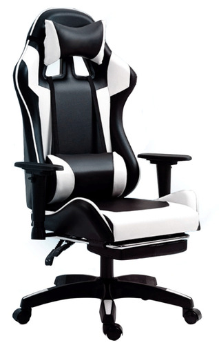 Silla Gamer Genérica  Negra Y Blanca