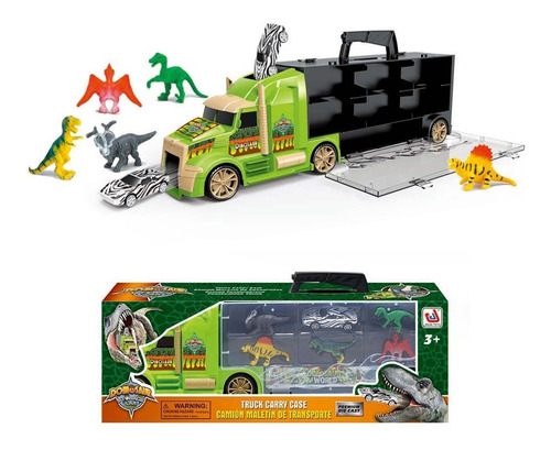 Juguete Camión Mosquito Guarda 5 Dinosauros + 1 Auto Rampa 