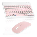 Teclado Mouse Slim Bluetooth Inalámbrico Rosa Pc Mac Tablet