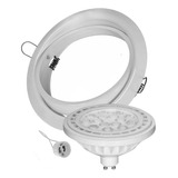 Pack X 10 Spots De Embutir Ar111 Blancos Completos Con Zocalos Y Leds Ar111 De 11/12w Luz Calida