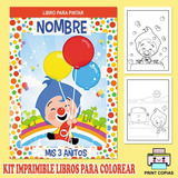 Kit Imprimible Librito Para Pintar Y Perso Payaso Plim `plim