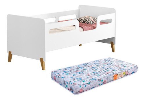 Mini Cama Cecília / Cama Infantil Branca Com Colchão Juvenil