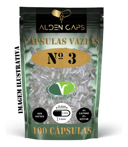 100 Cápsulas Vegetais Veganas Nº 3 (150mg)