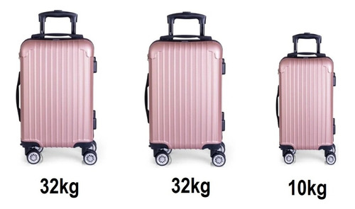 Kit 3 Malas 360º Rose Rodinha 32kg 32kg 10kg Resistente