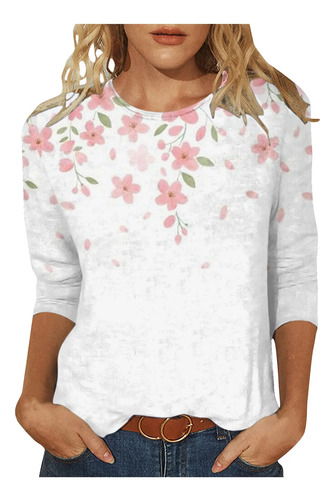 Blusa Para Mujer, Transpirable, A La Moda, Con Estampado Cre