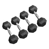 4 Mancuernas Pesas Hexagonales 10lb/4.5kg C/u Pvc Gym Negro