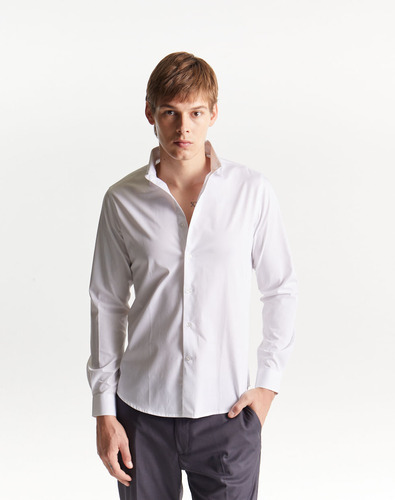 Camisa Valentino, 100% Algodón, Slim Fit, Blanco, Equus