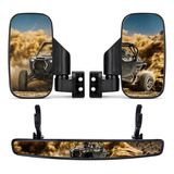 2'' Clamp Rear Side View Mirrors Set For Utv Polaris Rzr Aam