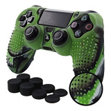 Ps4 Funda Texturizada Silicona Playstation 4 Color Camuflaje Verde