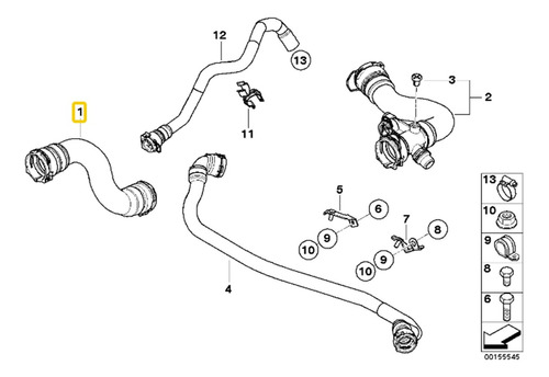 Manguera Inferior De Radiador Bmw X3 E83 Lci 2.5si N52n Foto 5