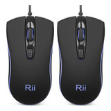 2 Mouse Con Cable Gamer Para Pc | Rii / Ergonomico / Negro