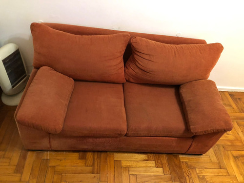 Sillón Dos Cuerpos Pana Clásico Marrón Madera