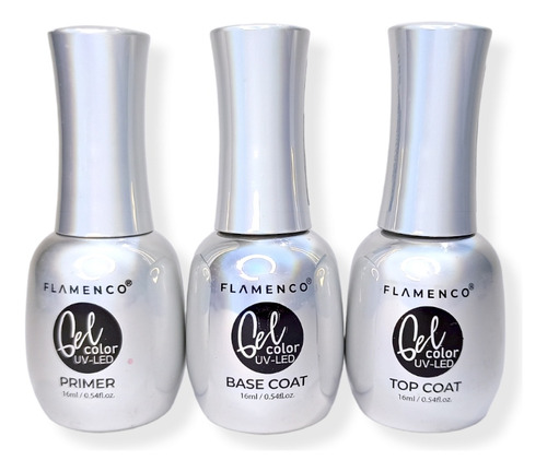 Pack Preparadores De Uñas Flamenco ( Primer +base + Top)15ml