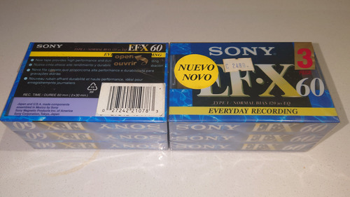 Cassettes Audio Sony Ef 60. Pack De 3. Sellados