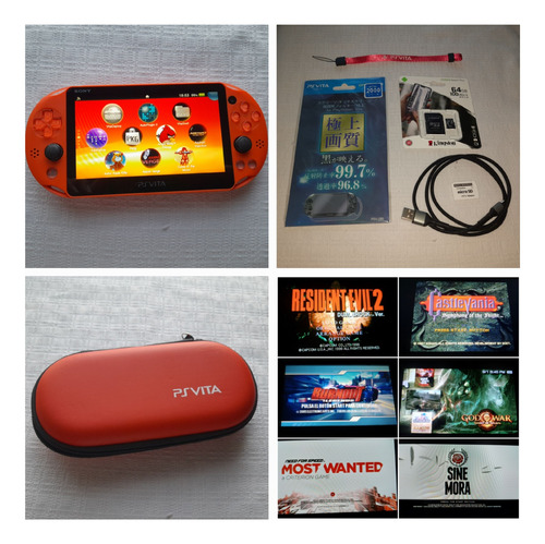 Ps Vita Neon Orange 64 Gb + Tienda Libre Vita / Psp / Ps1