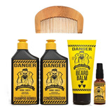 Barba Forte Kit Danger Shampoo+condicionador+balm+óleo+pente