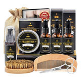 Kit Cuidado Barba 3 Aceites Shampoo Balsamo Peine Cepillo