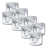 Pack De 8 Vasos Para Whiskey Calavera Maya 150ml Doble Fondo