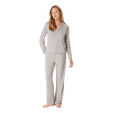 Pijama De Frio Feminino De Viscose Longo Com Botões Hering 