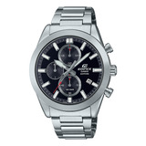 Pulseira De Relógio Masculina Casio Efb-710d-1avudf Edifice, Cor: Prata, Moldura, Cor De Fundo Prateada, Cor De Fundo Preta